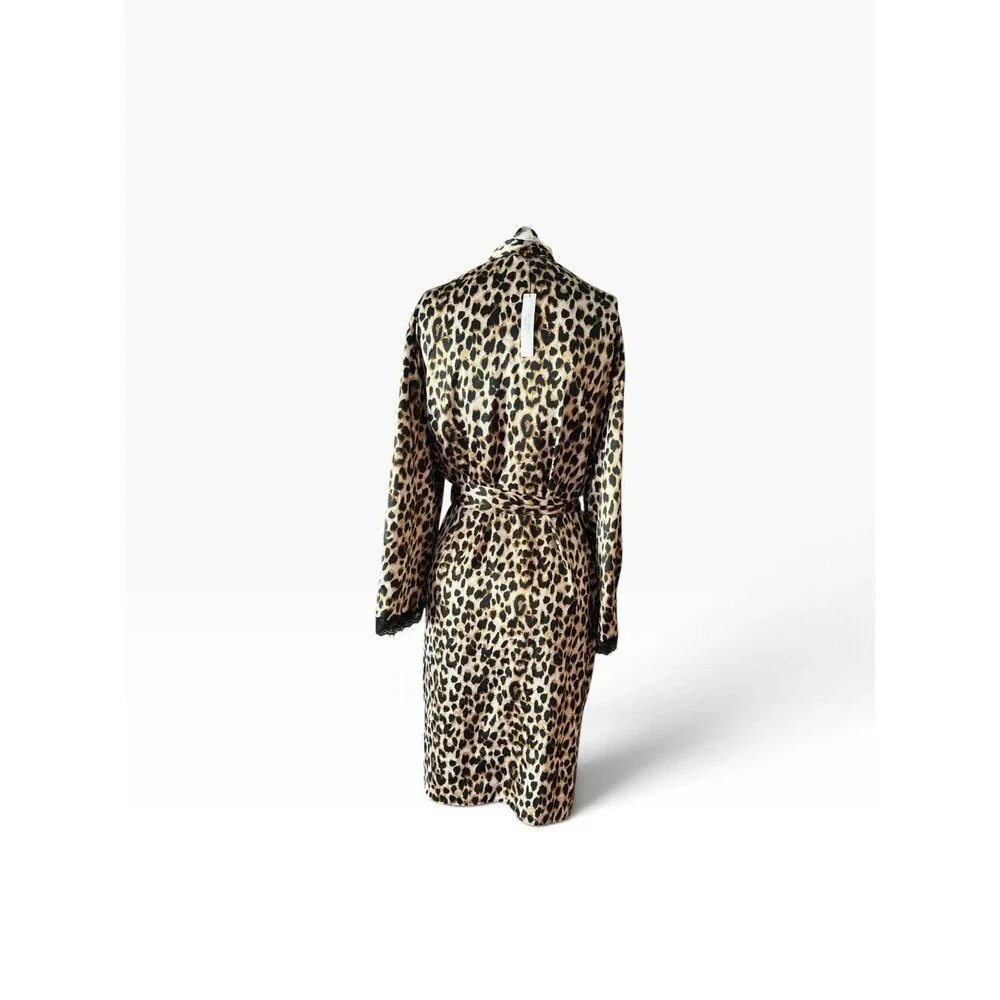 NWT Victoria's Secret Cheetah Lace Kimono Bath Lounge Robe XS/S msrp $79